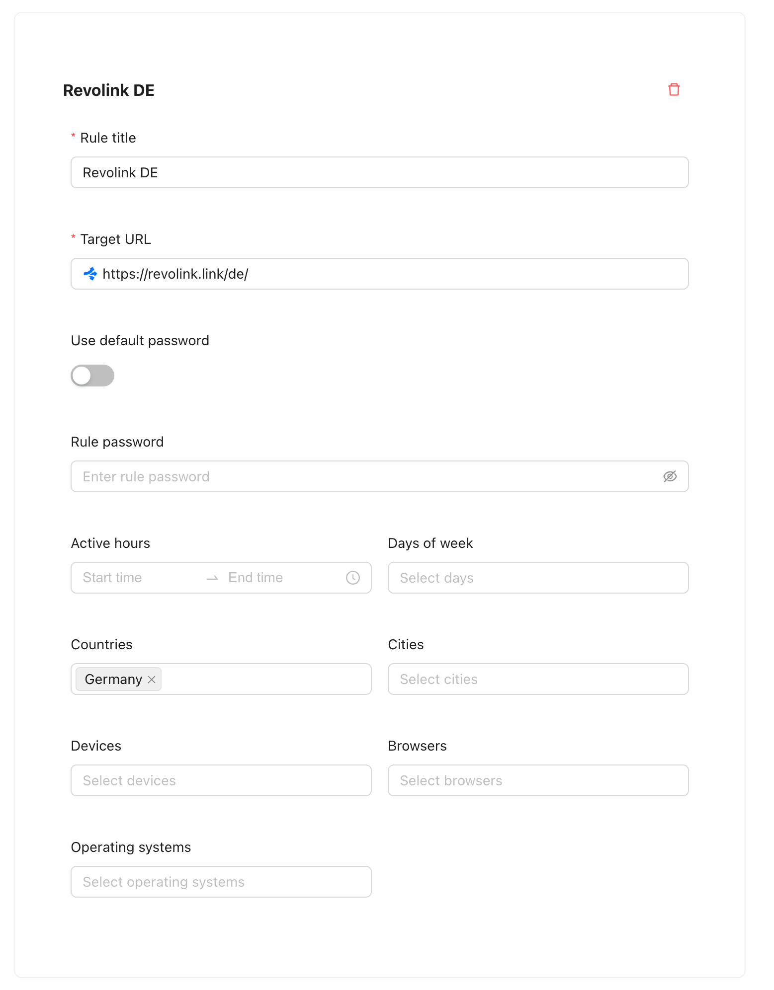 Routing rule with conditions