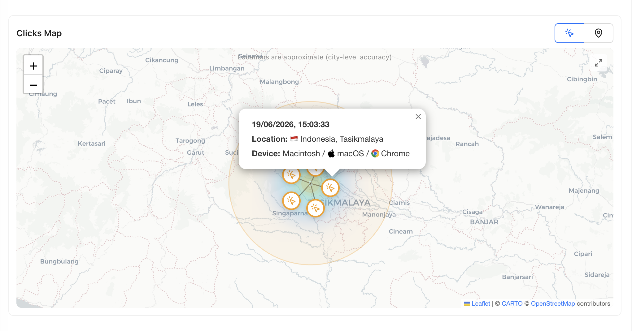Clicks Map — IP-based location for every click