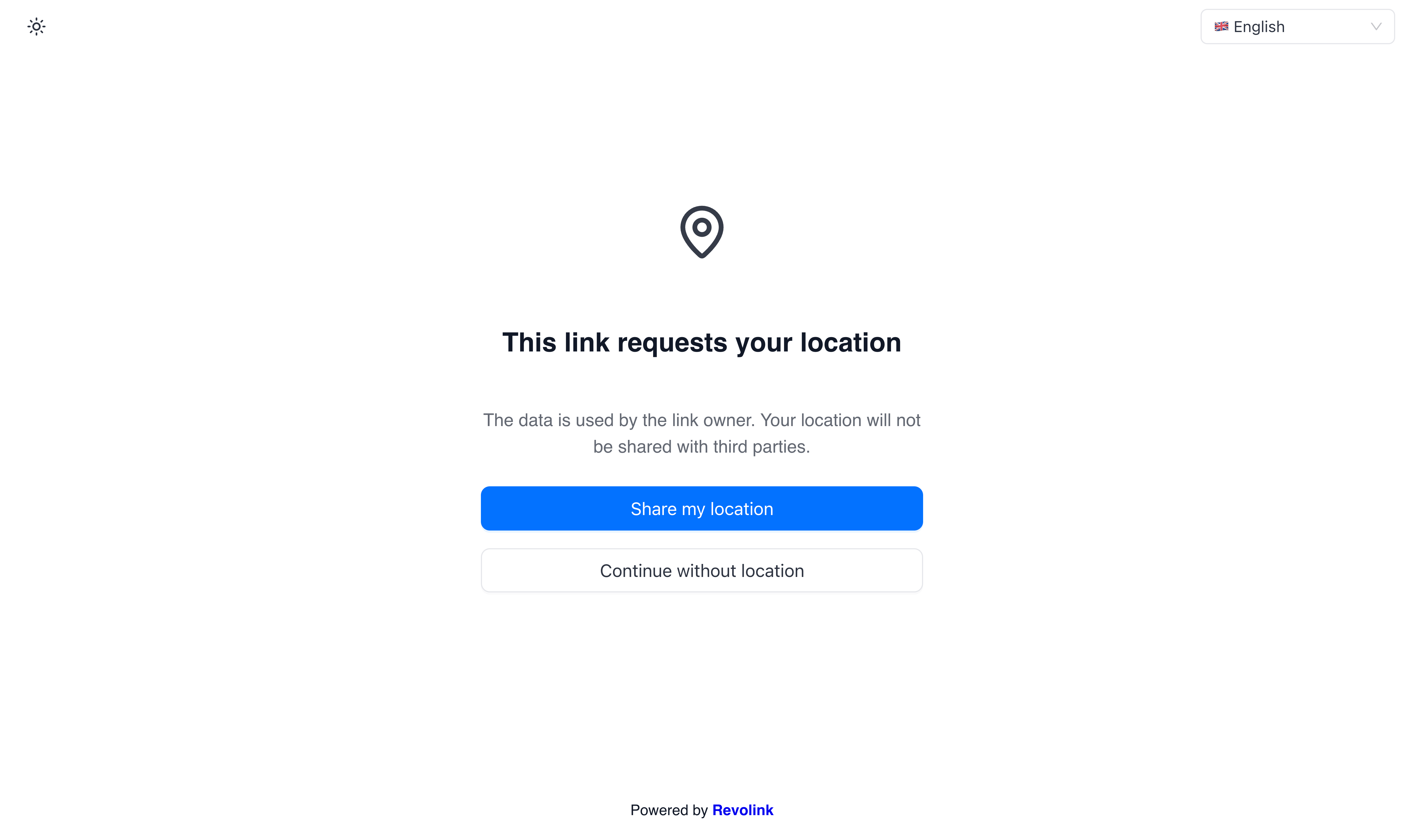 GPS location permission page shown to visitors